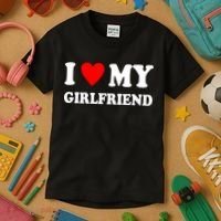 I Love My Girlfriend Heart Boyfriend Couples Kids T-Shirt thumb 3