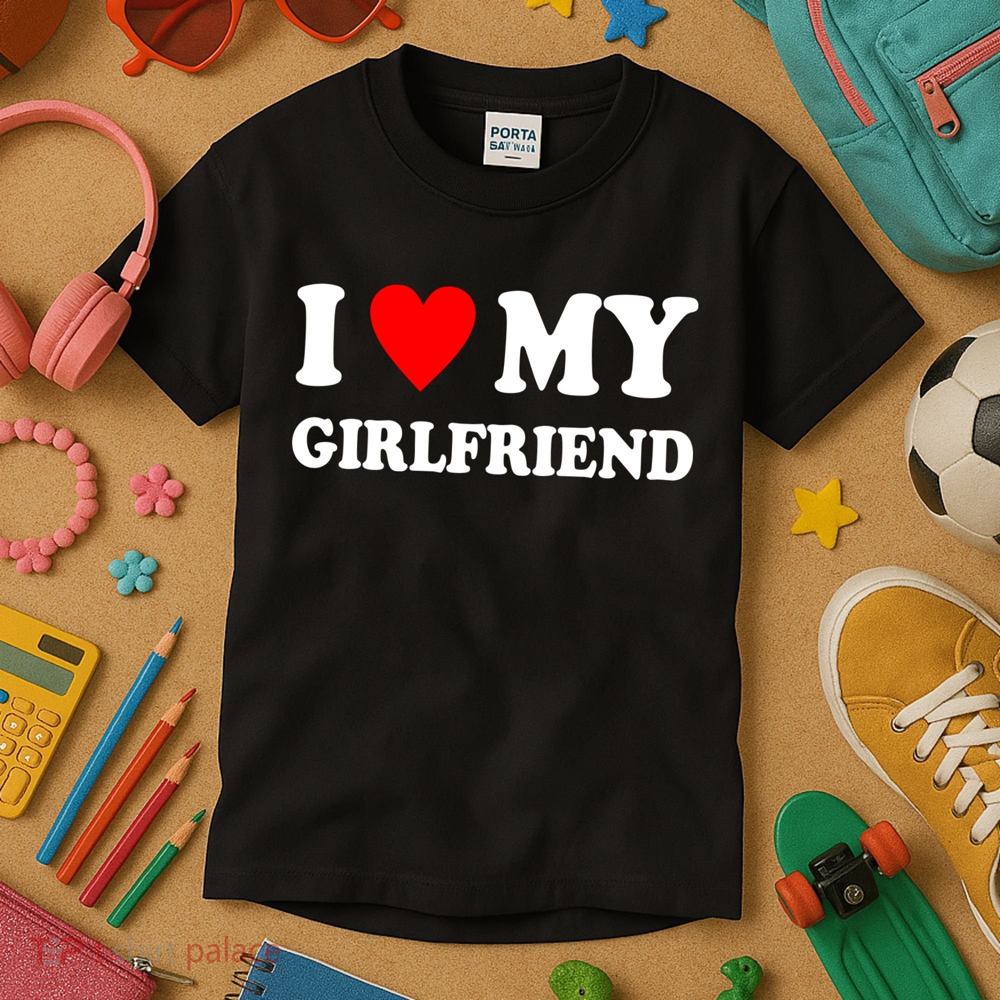 I Love My Girlfriend Heart Boyfriend Couples Kids T-Shirt