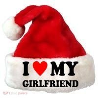 I Love My Girlfriend Heart Boyfriend Couples Santa Hat thumb 0