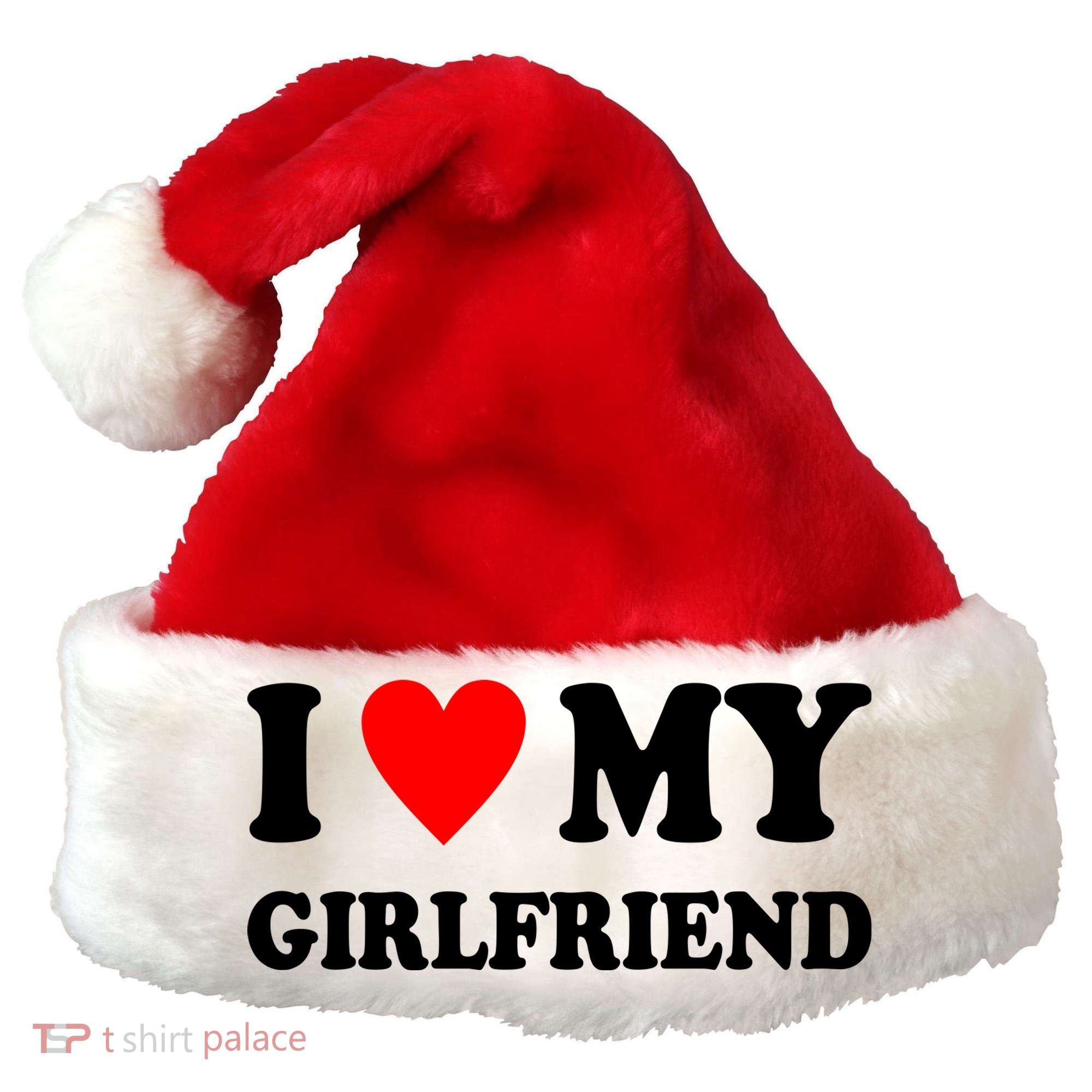 I Love My Girlfriend Heart Boyfriend Couples Santa Hat