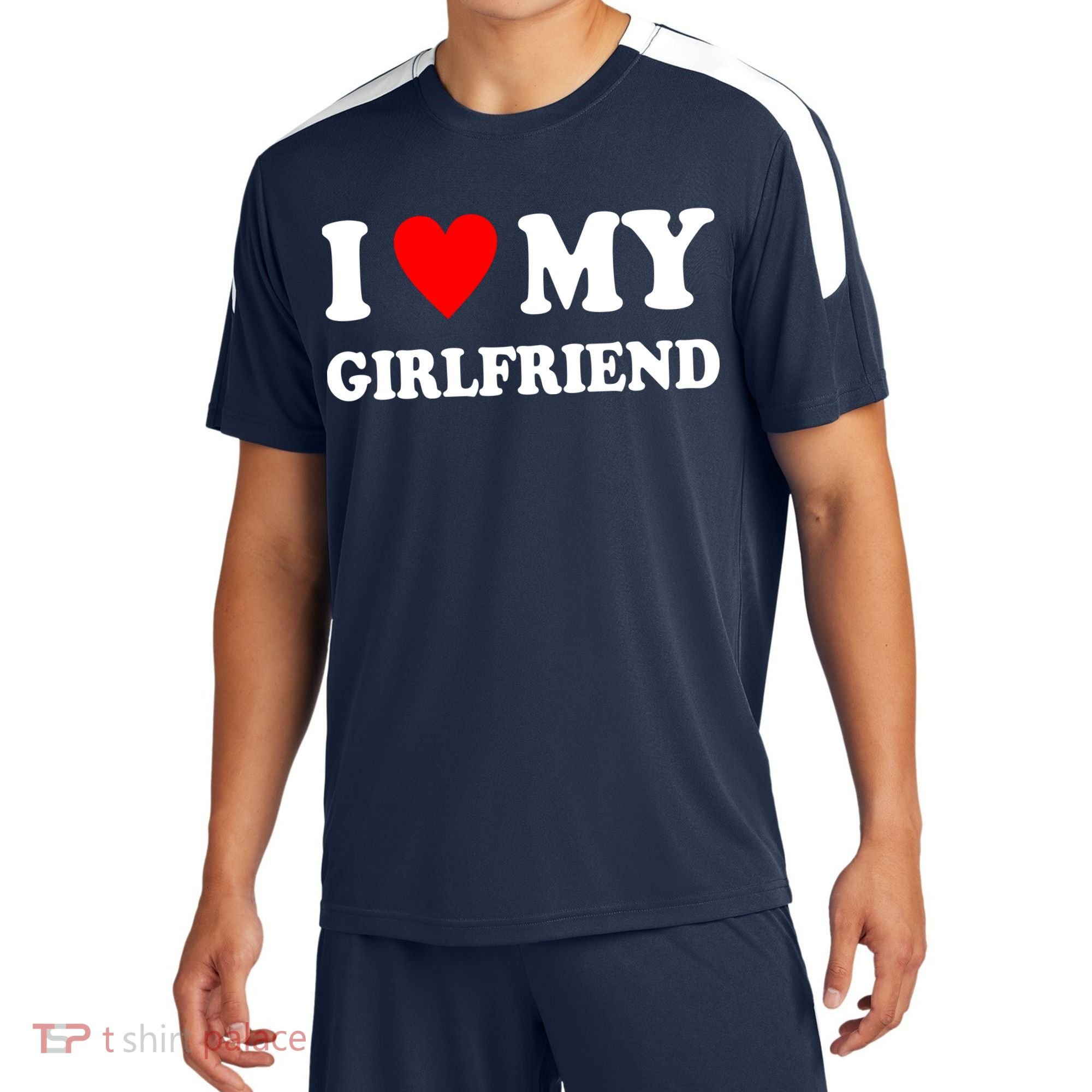 I Love My Girlfriend Heart Boyfriend Couples Sport-Tek Competitor United Soccer Jersey