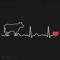I Love My Cow Valve EKG Heartbeat Heart Patient T-Shirt thumb 7