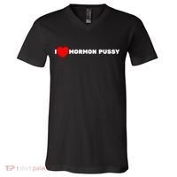 I Love Mormon Pussy Shirt Funny Meme V-Neck T-Shirt thumb 0