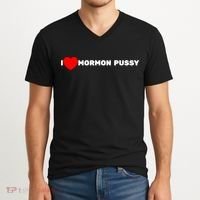 I Love Mormon Pussy Shirt Funny Meme V-Neck T-Shirt thumb 2