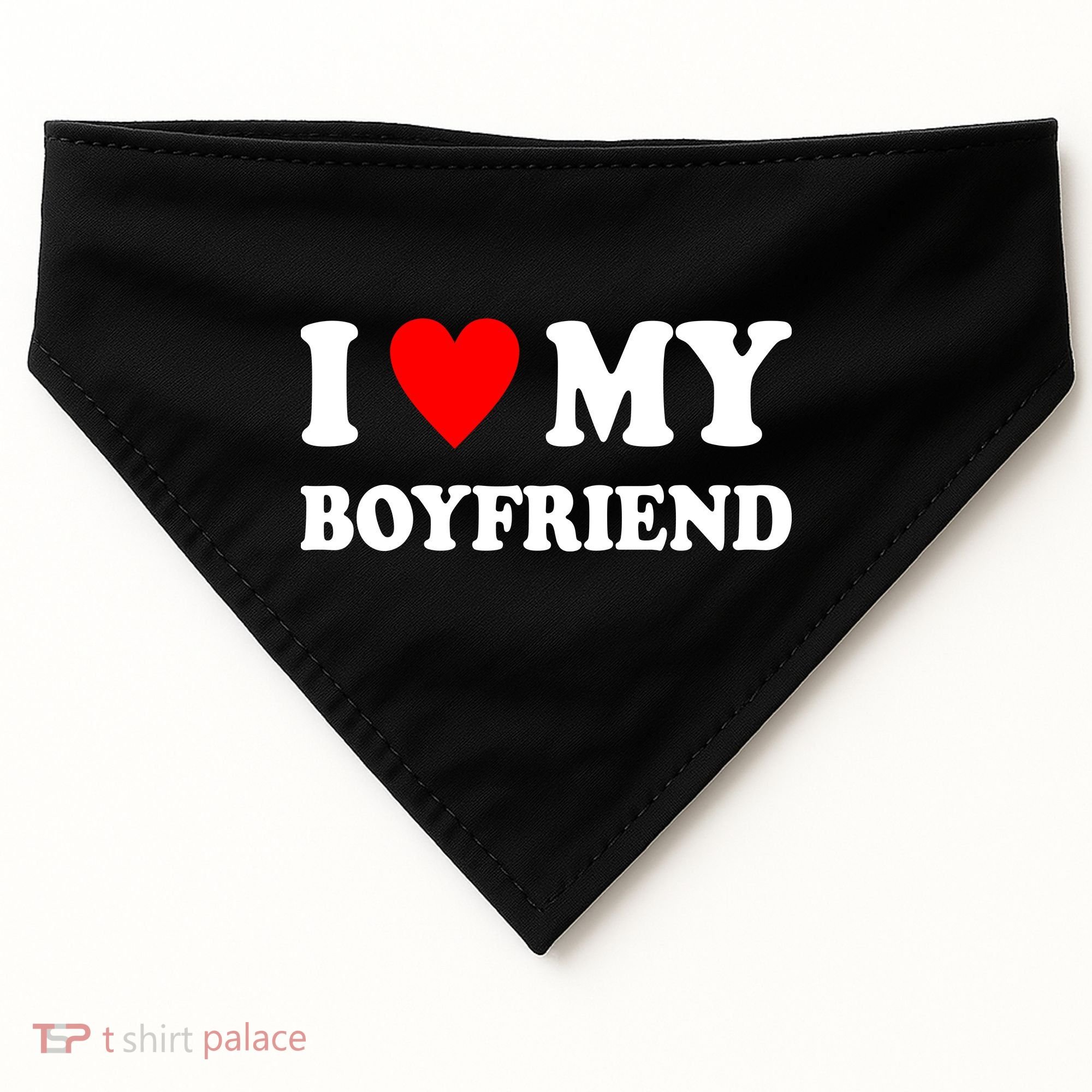 I Love My Boyfriend Heart Girlfriend Couples USA-Made Doggie Bandana