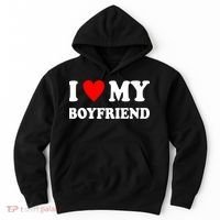 I Love My Boyfriend Heart Girlfriend Couples Hoodie thumb 0