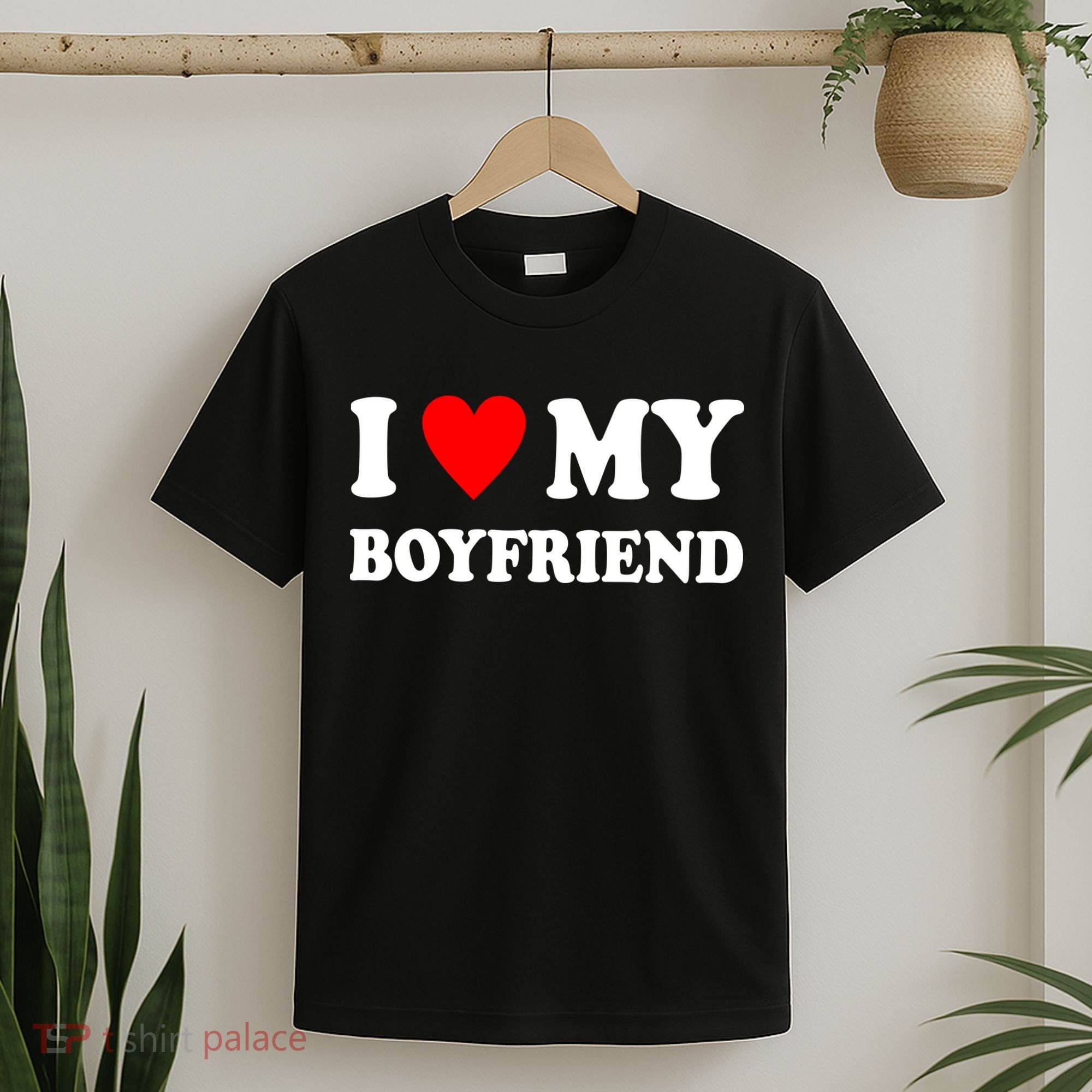 I Love My Boyfriend Heart Girlfriend Couples T-Shirt