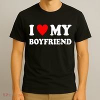 I Love My Boyfriend Heart Girlfriend Couples T-Shirt thumb 3