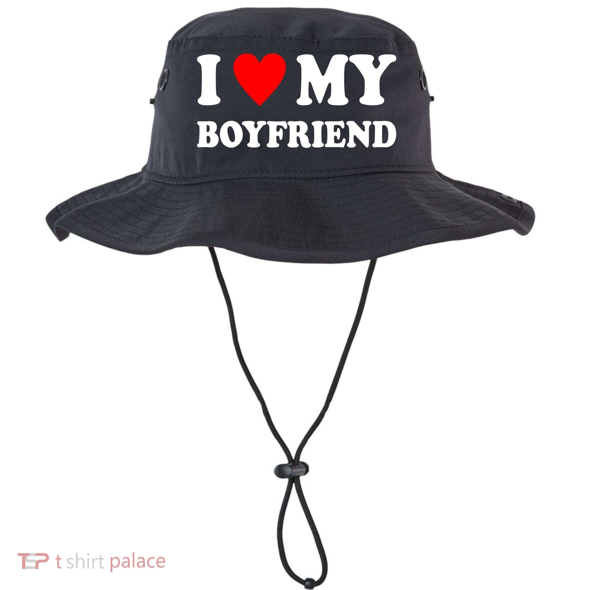 I Love My Boyfriend Heart Girlfriend Couples Bucket Hat