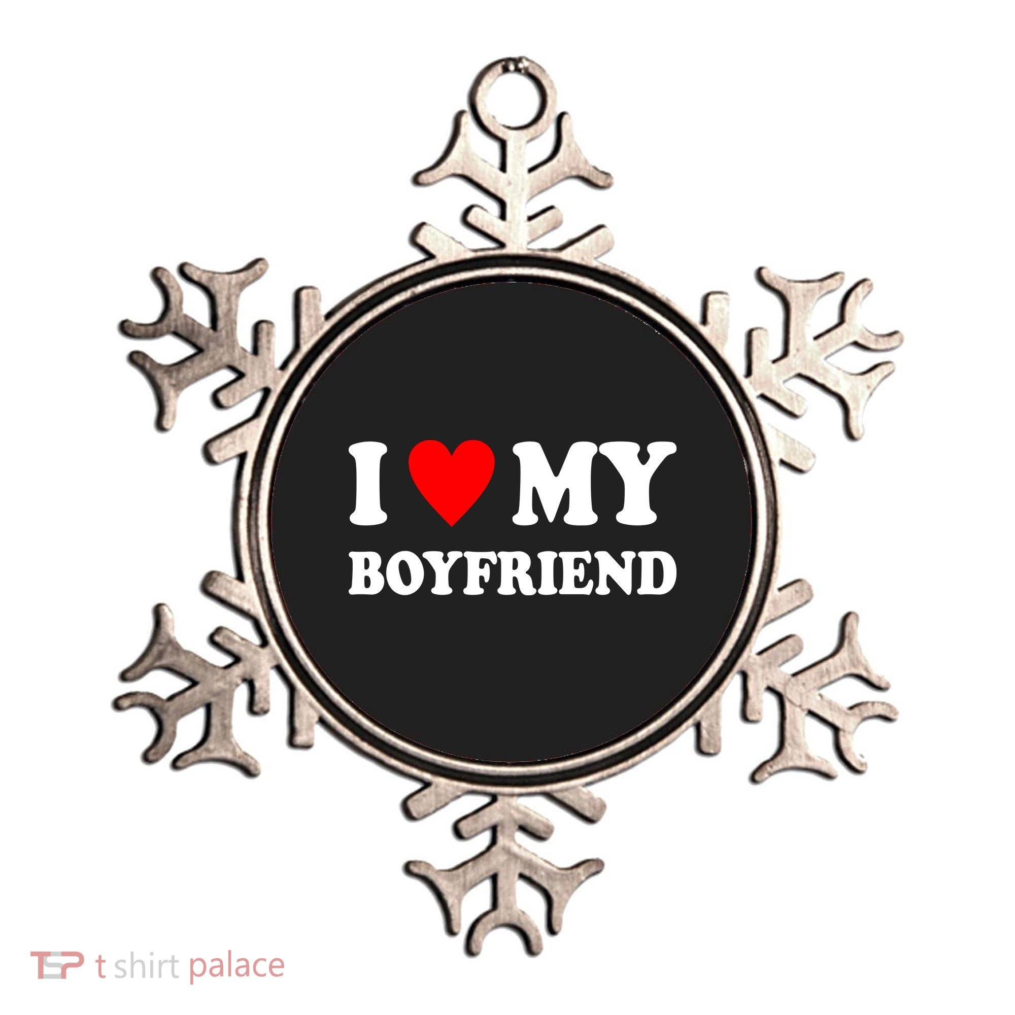 I Love My Boyfriend Heart Girlfriend Couples Ornament