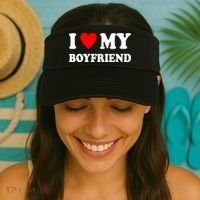 I Love My Boyfriend Heart Girlfriend Couples Visor thumb 2