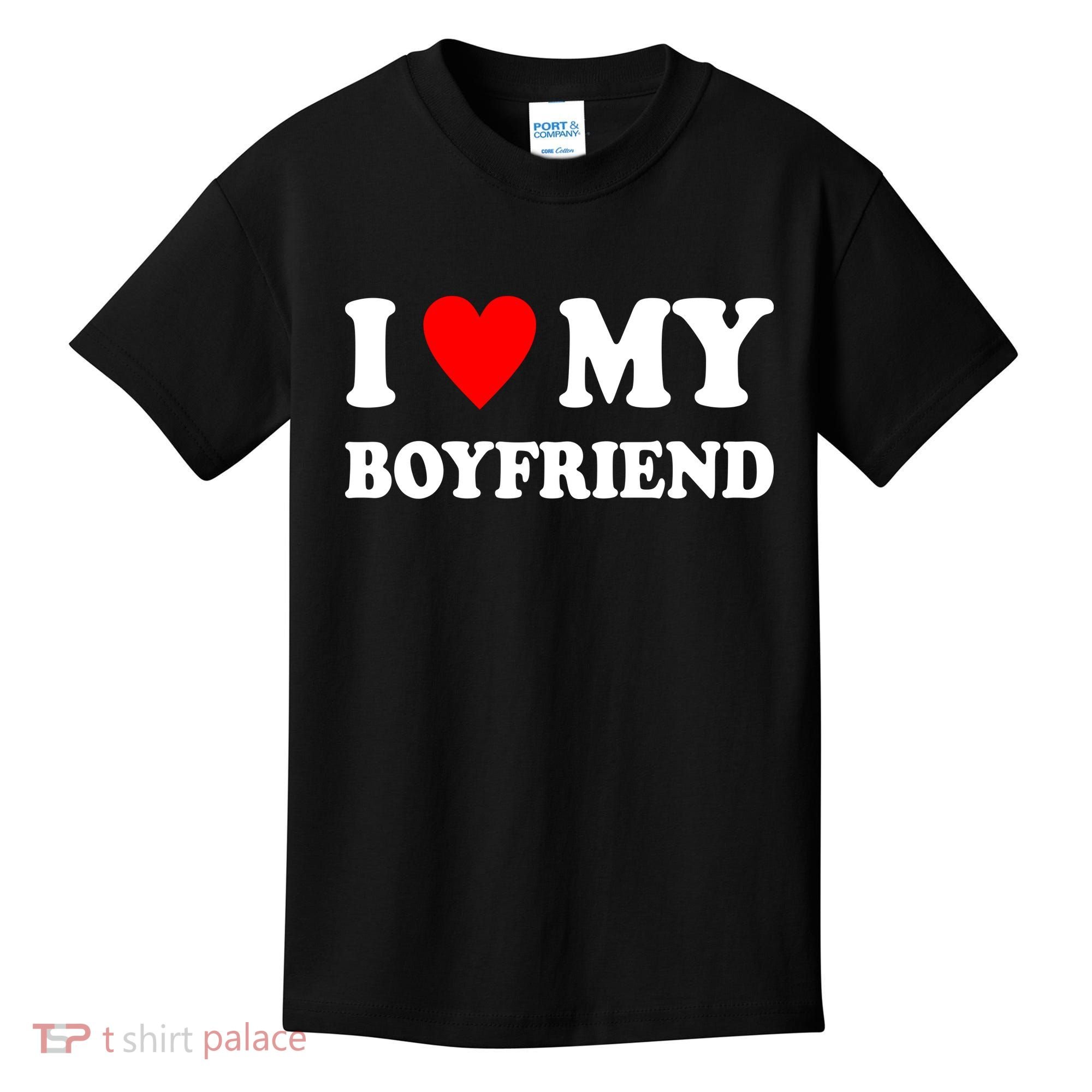 I Love My Boyfriend Heart Girlfriend Couples Kids T-Shirt
