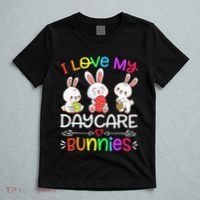 I Love My Daycare Bunnies Teacher Easter Day T-Shirt thumb 5