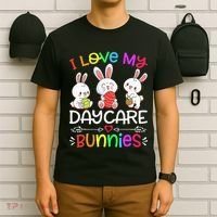 I Love My Daycare Bunnies Teacher Easter Day T-Shirt thumb 6