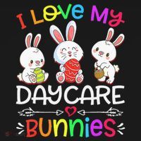 I Love My Daycare Bunnies Teacher Easter Day Women's Hoodie thumb 2