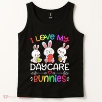 I Love My Daycare Bunnies Teacher Easter Day Tank Top thumb 2