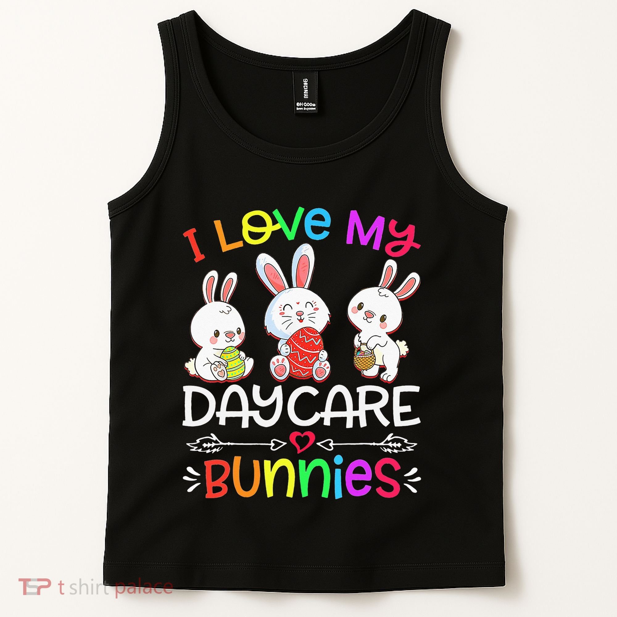 I Love My Daycare Bunnies Teacher Easter Day Tank Top