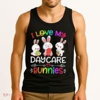 I Love My Daycare Bunnies Teacher Easter Day Tank Top thumb 3