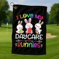 I Love My Daycare Bunnies Teacher Easter Day Golf Towel thumb 1