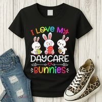 I Love My Daycare Bunnies Teacher Easter Day Women's T-Shirt thumb 3