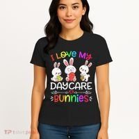 I Love My Daycare Bunnies Teacher Easter Day Women's T-Shirt thumb 4