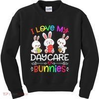 I Love My Daycare Bunnies Teacher Easter Day Kids Sweatshirt thumb 0