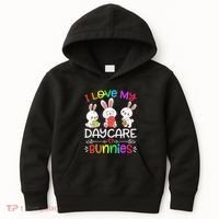 I Love My Daycare Bunnies Teacher Easter Day Kids Hoodie thumb 0