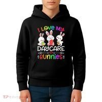 I Love My Daycare Bunnies Teacher Easter Day Kids Hoodie thumb 4