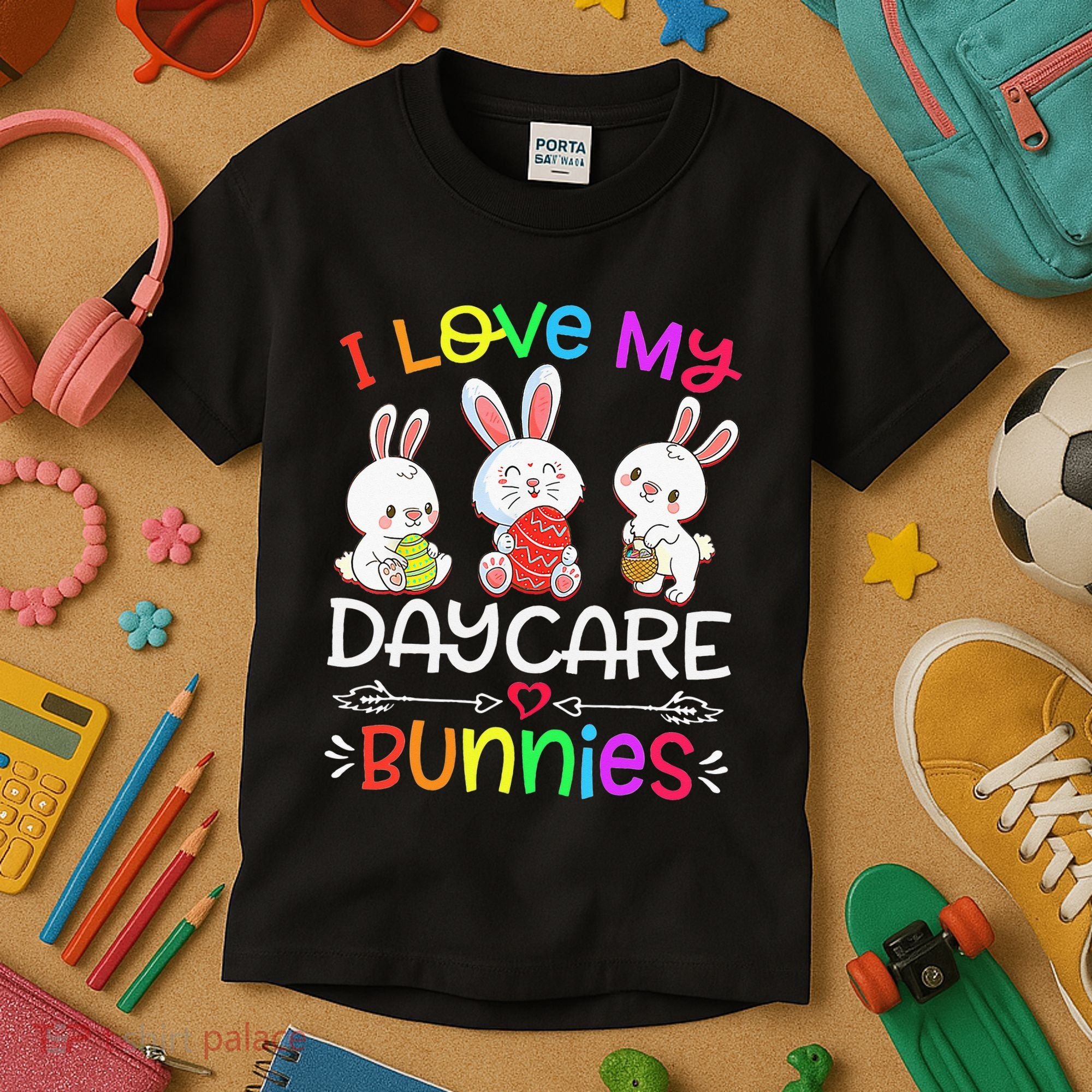 I Love My Daycare Bunnies Teacher Easter Day Kids T-Shirt