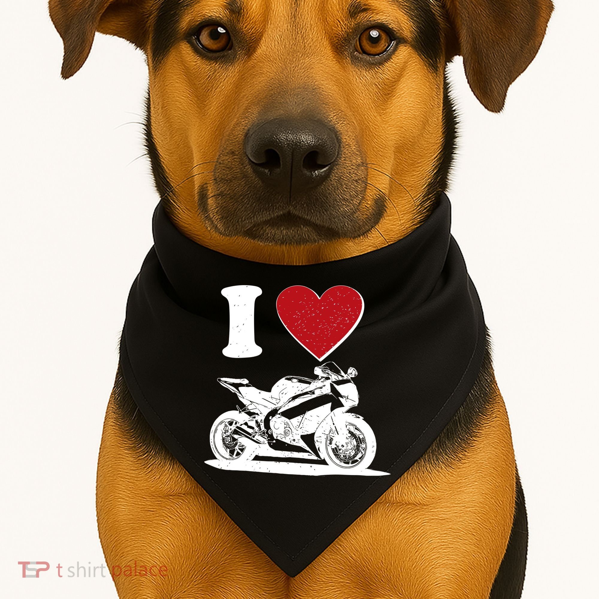 I Love Motorcycles USA-Made Doggie Bandana