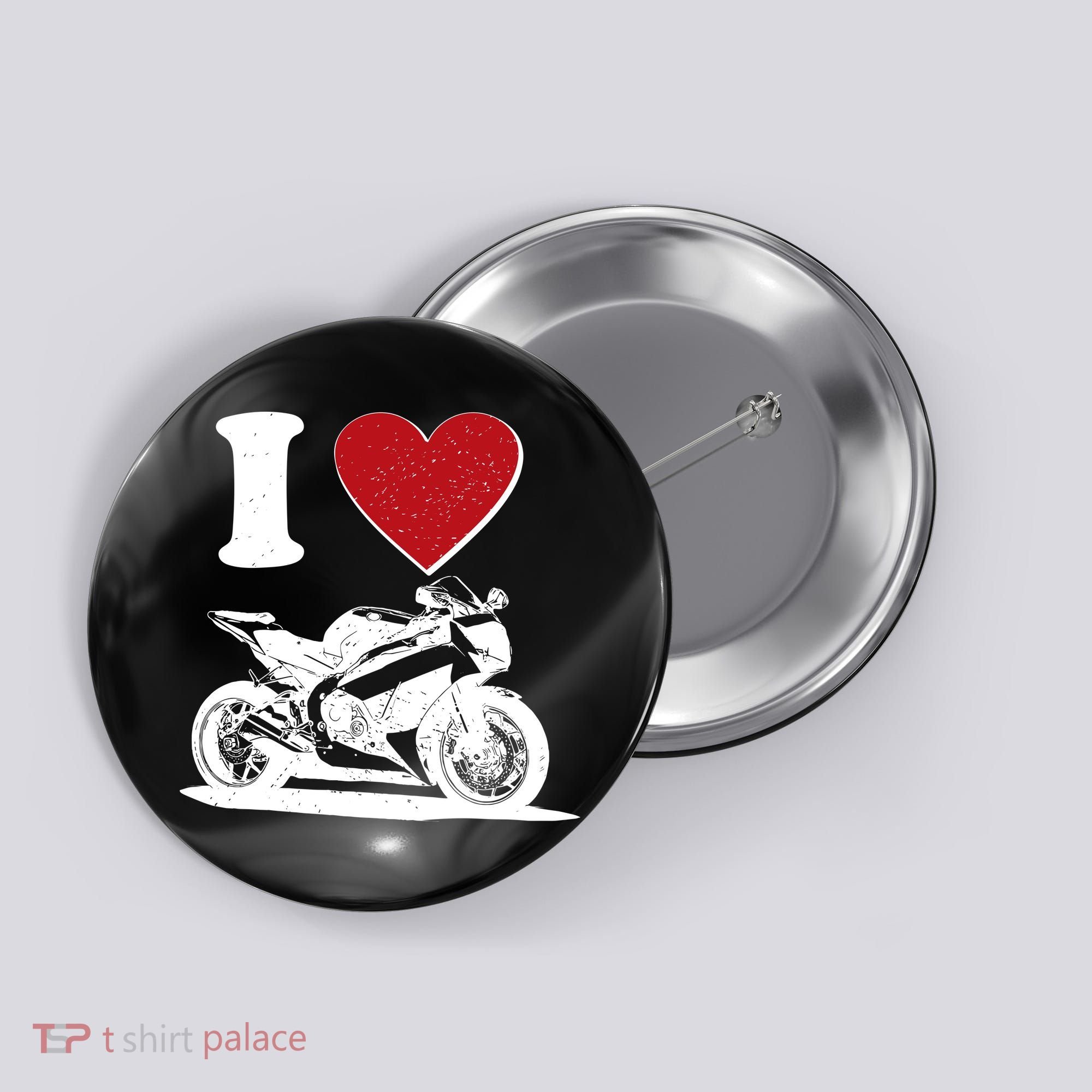 I Love Motorcycles Button