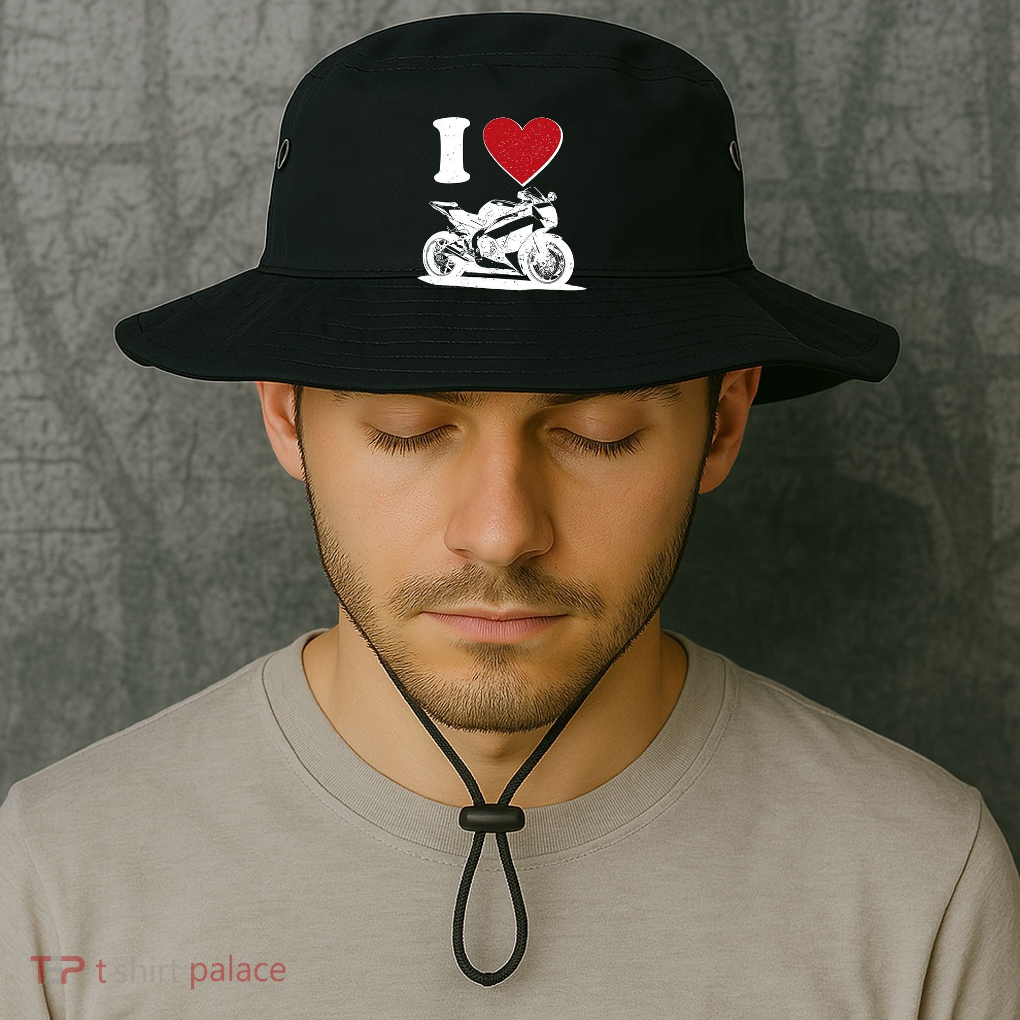 I Love Motorcycles Bucket Hat