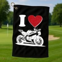 I Love Motorcycles Golf Towel thumb 1