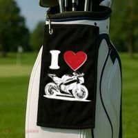 I Love Motorcycles Golf Towel thumb 2