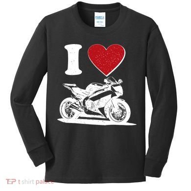 I Love Motorcycles Kids Long Sleeve Shirt