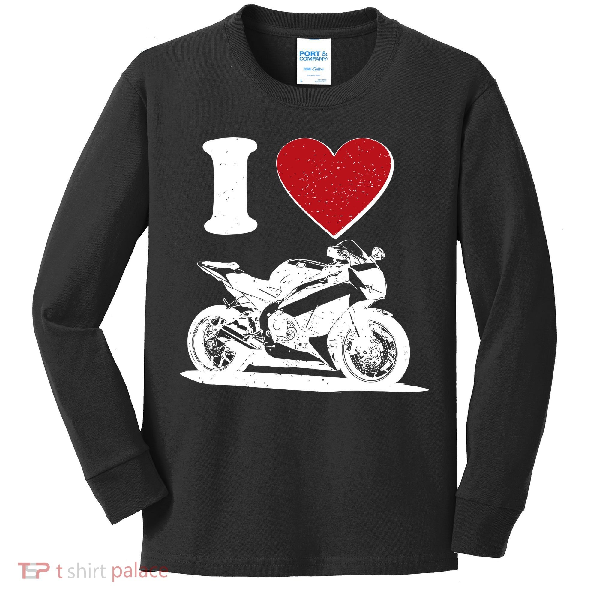 I Love Motorcycles Kids Long Sleeve Shirt