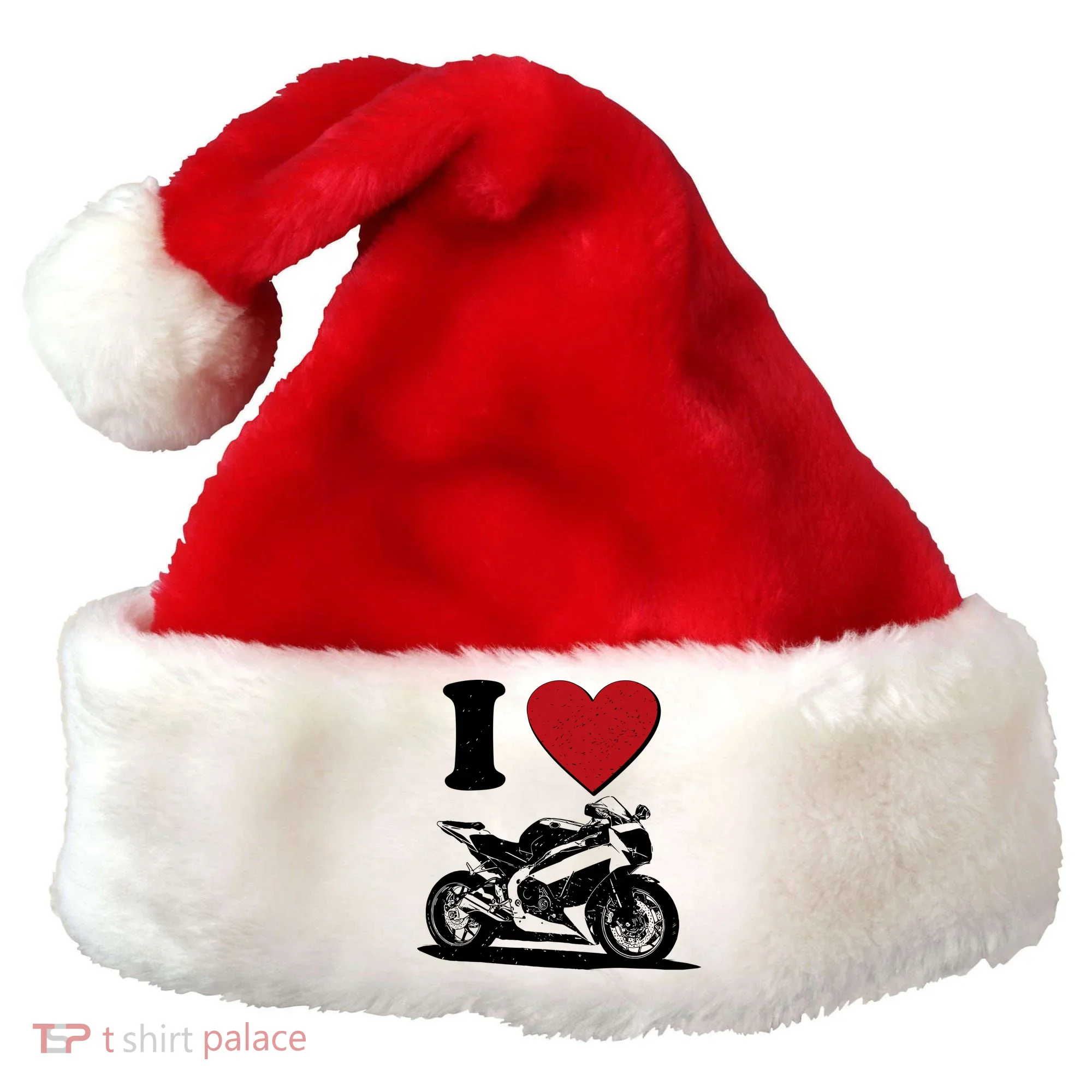 I Love Motorcycles Santa Hat