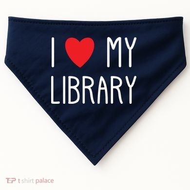 I Love My Library For Book Lovers Readers Librarian USA-Made Doggie Bandana