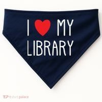 I Love My Library For Book Lovers Readers Librarian USA-Made Doggie Bandana thumb 0