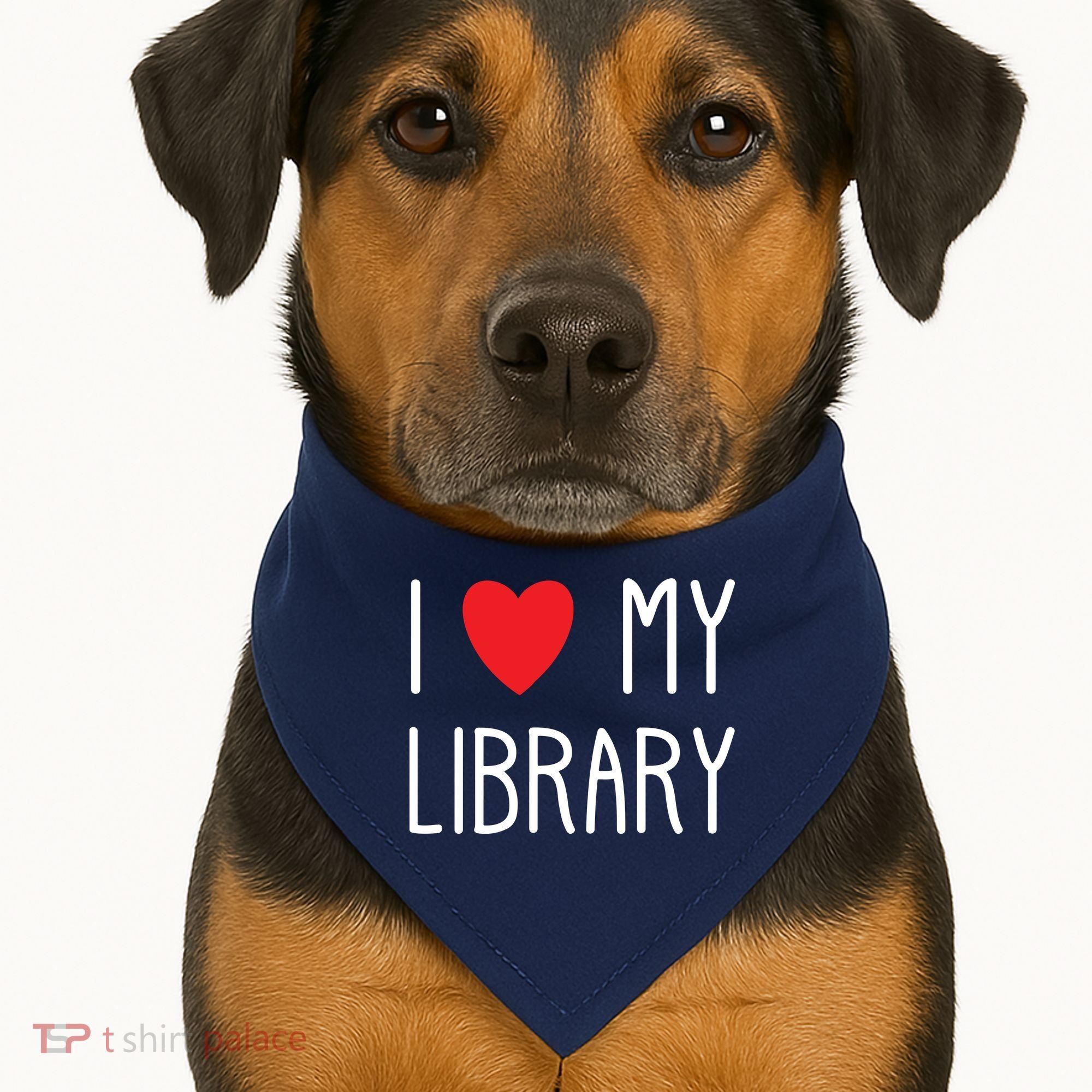 I Love My Library For Book Lovers Readers Librarian USA-Made Doggie Bandana