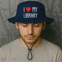 I Love My Library For Book Lovers Readers Librarian Bucket Hat thumb 2