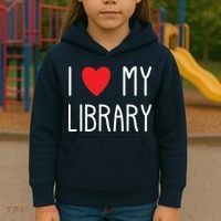 I Love My Library For Book Lovers Readers Librarian Kids Hoodie thumb 3