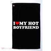 I Love My Hot Boyfriend Golf Towel thumb 0
