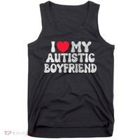 I Love My Autistic Boyfriend I Heart My Bf Girlfriend Tank Top thumb 0
