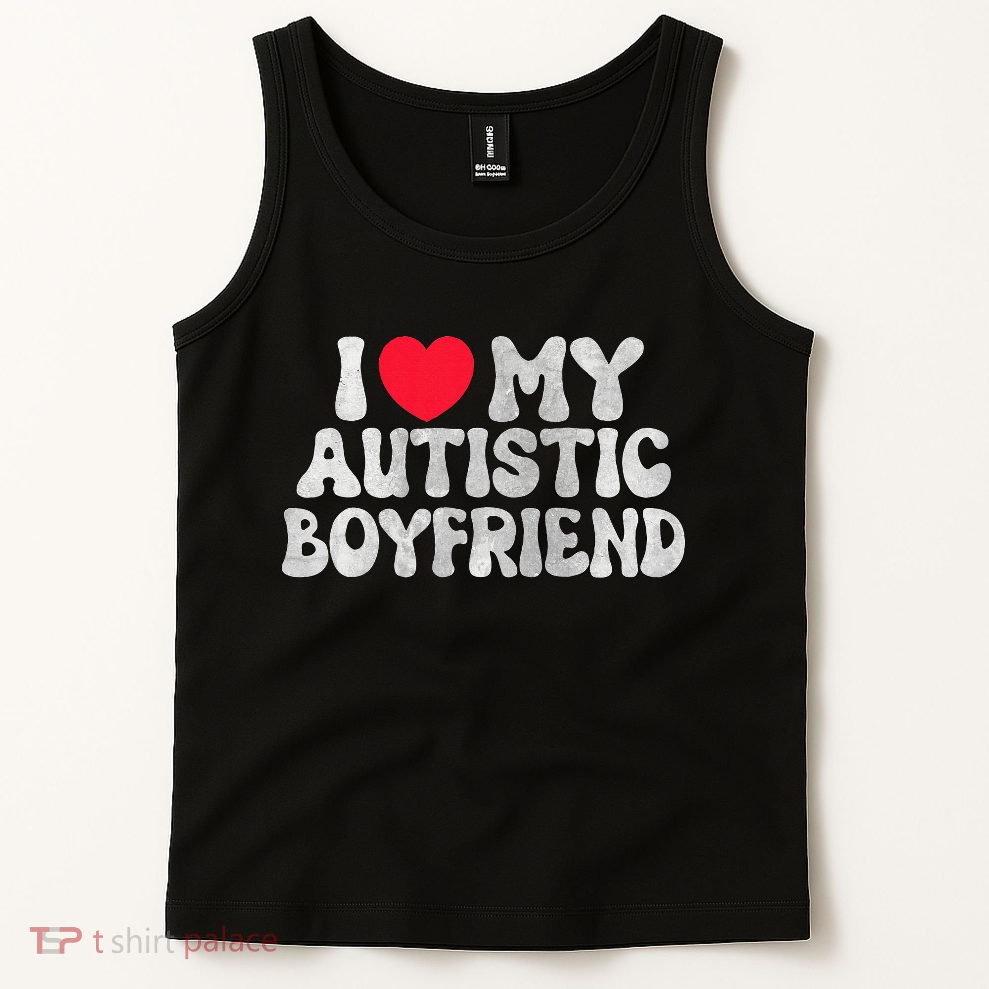 I Love My Autistic Boyfriend I Heart My Bf Girlfriend Tank Top