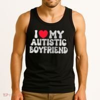 I Love My Autistic Boyfriend I Heart My Bf Girlfriend Tank Top thumb 3