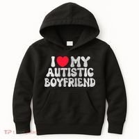 I Love My Autistic Boyfriend I Heart My Bf Girlfriend Kids Hoodie thumb 0