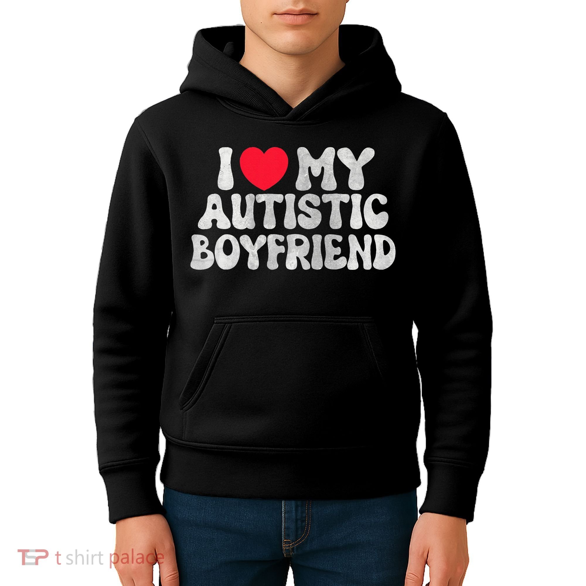 I Love My Autistic Boyfriend I Heart My Bf Girlfriend Kids Hoodie