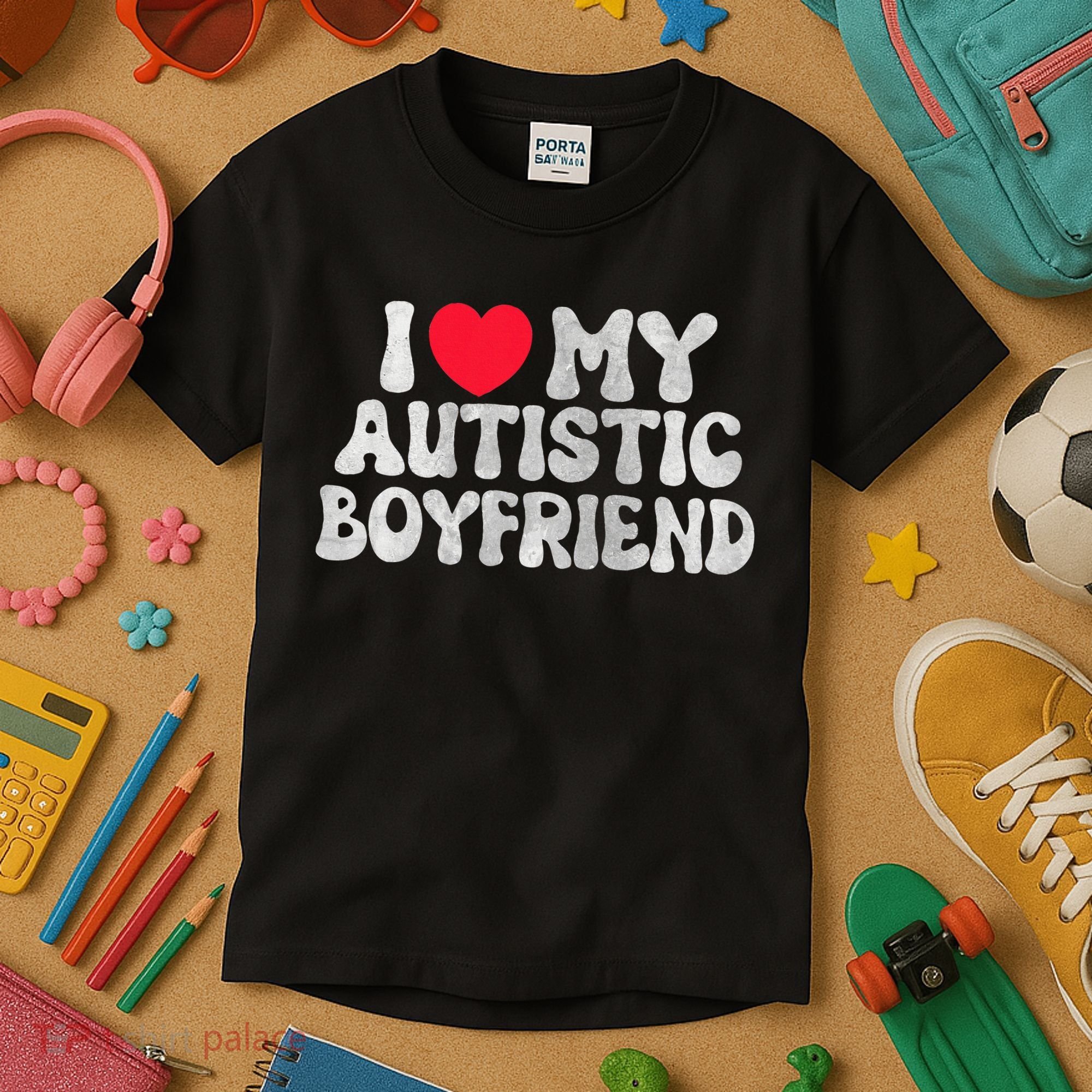 I Love My Autistic Boyfriend I Heart My Bf Girlfriend Kids T-Shirt