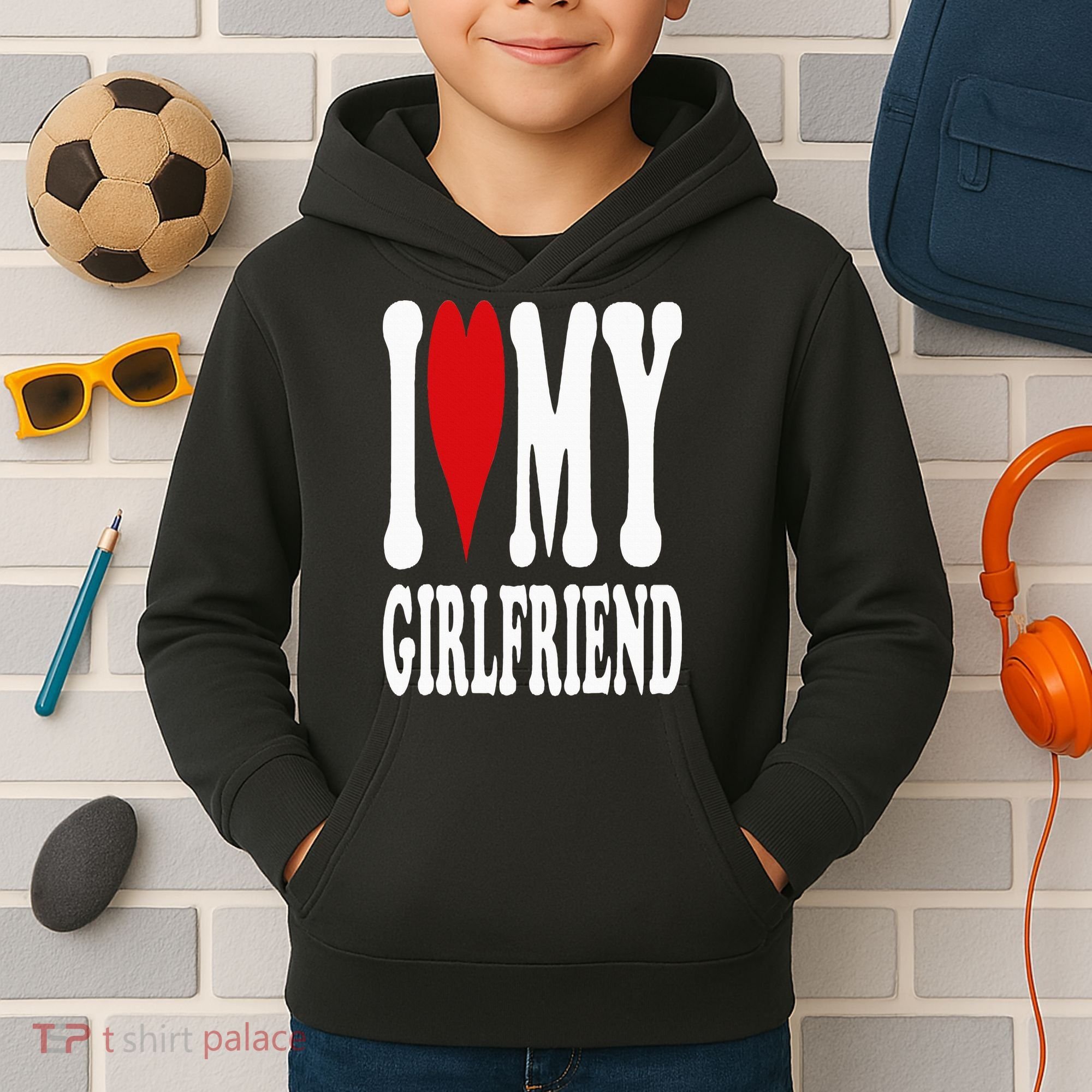I Love My Girlfriend Gf I Heart My Girlfriend GF Kids Hoodie